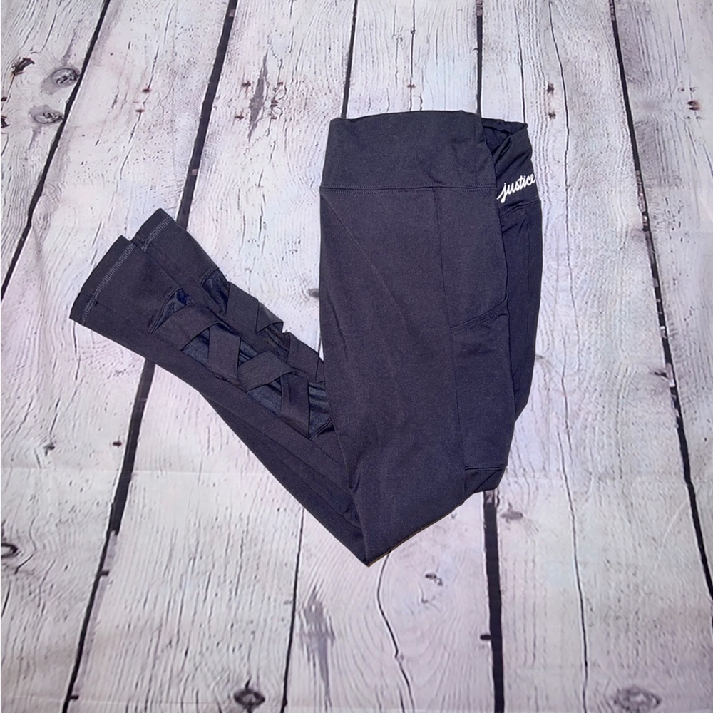 Justice Gray Athletic Leggings with Ankle detail 14/16 Plus